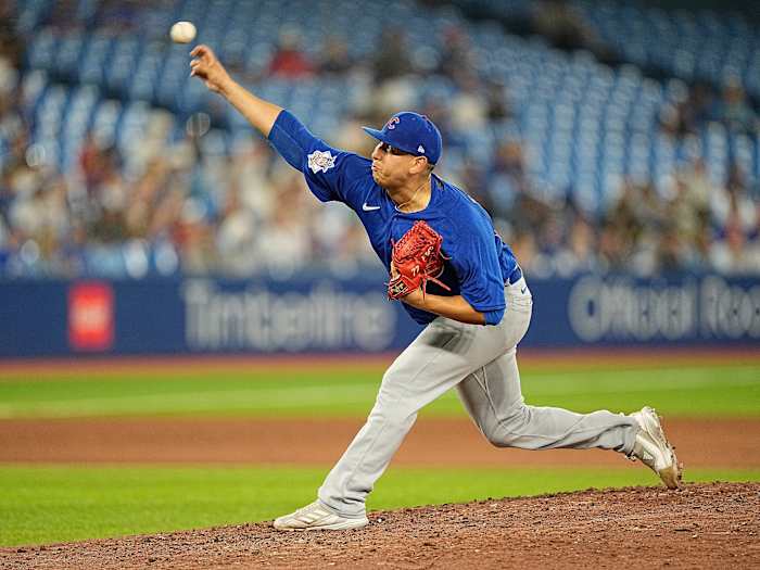 Chicago Cubs starting pitcher Javier Assad on Monday night against the Toronto Blue Jays.